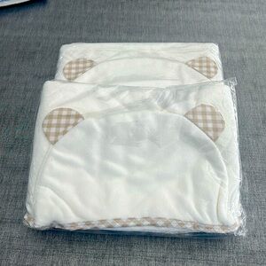 Set of 2 viscose bamboo baby hooded towel with ears